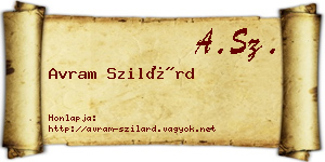 Avram Szilárd névjegykártya